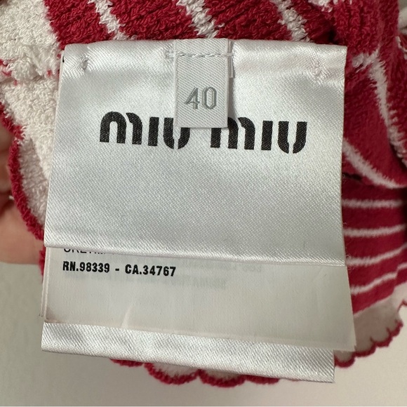 MIU MIU Logo-Embroidered Striped Cotton-Blend Top SZ IT 40/US 4 - Picture 7 of 10